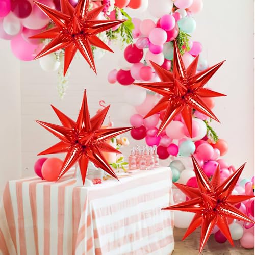 72 Pcs Foil Star Balloons Set - Red Party Decorations & Balloon Garland