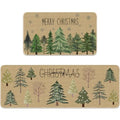 Christmas Kitchen Rugs Set of 2 - Merry Christmas Tree Farmhouse Floor Mats - Tree-01