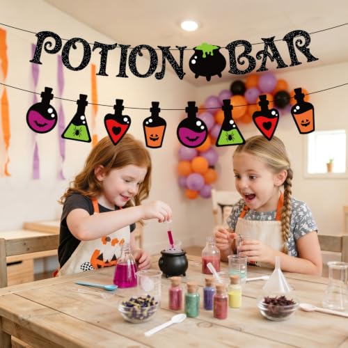 Halloween Party Decorations Potion Bar Glitter Banner - Spooky Halloween Decor