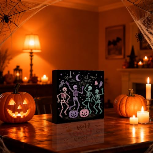 Gothic Skeleton Halloween Decor Wooden Skull Sign - Variation Q