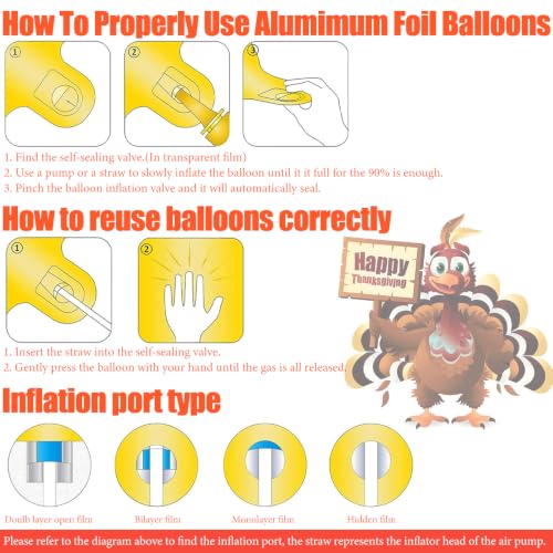 18 Inch Happy Thanksgiving Foil Balloons Set - Fall Party Decorations