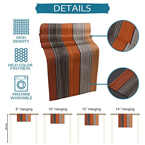 Farmhouse Cotton Linen Table Runner - 13x90 Inch Rustic Orange & Gray Decor
