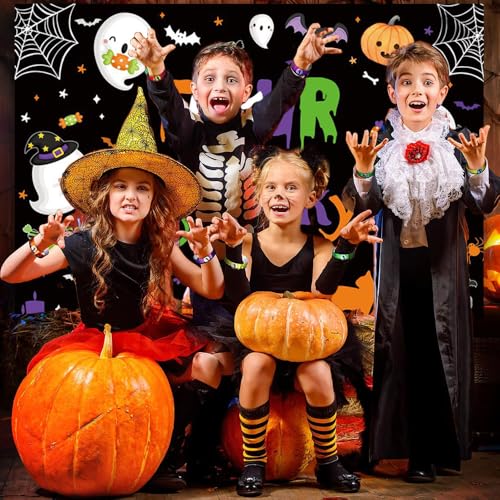 7x5ft Halloween Birthday Backdrop Banner for Kids Party Decorations - Four Ever Spooky