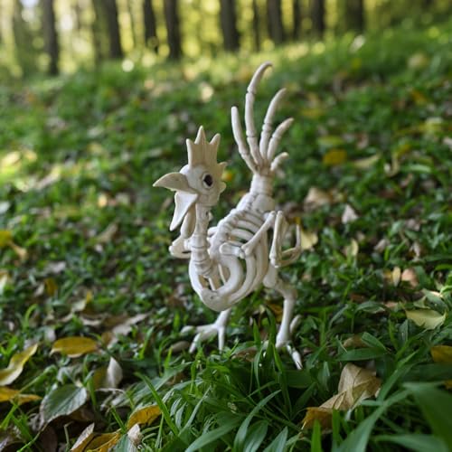 12-Inch Skeleton Rooster Halloween Decoration - Spooky Farmyard Skeleton
