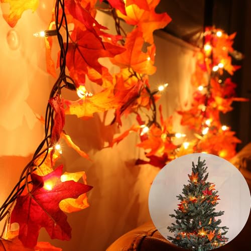 12ft Fall Leaf String Lights with 50 Bulbs - Indoor Outdoor Decor