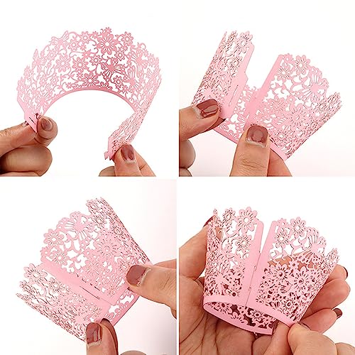 Light Purple Lace Cupcake Wrappers 50pcs - Elegant Laser Cut Baking Cups