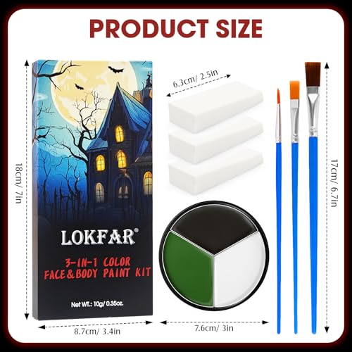 BeFIVECOK Halloween Face & Body Paint Kit - 05 Beetlejuice/Witch, Includes Sponges & Brushes