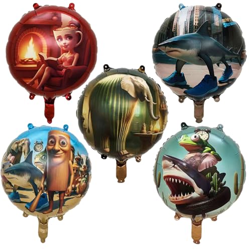 18 Inch Foil Balloons Party Decorations - Italian Brainrot Theme, 5-Pack
