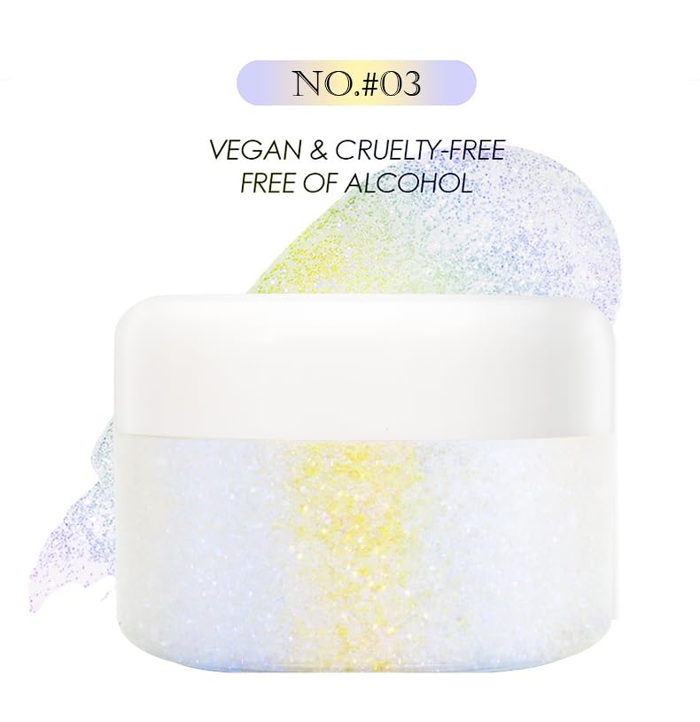 Lavender Holographic Body Glitter Gel for Face Hair & Body - Sparkling Waterproof Sequin Makeup