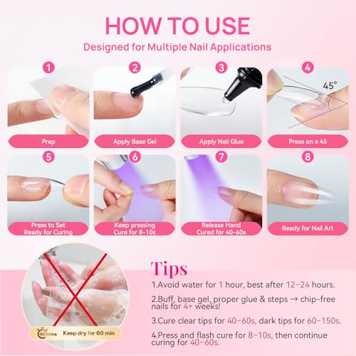 Krofaue UV Solid Nail Glue Gel 2 Pack - Strong Bond for Clear Nail Tips