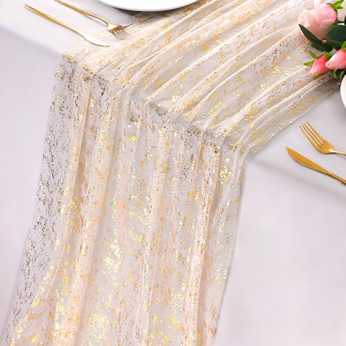 Gold 10Ft Table Runners 6-Pack Sheer Chiffon Glitter Sequin for Wedding & Party - Variation of THIS listing