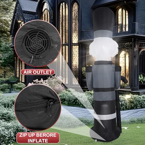 A-9FT Grey Soldier Inflatable Decoration with LED Lights for Outdoor Yard Halloween Christmas