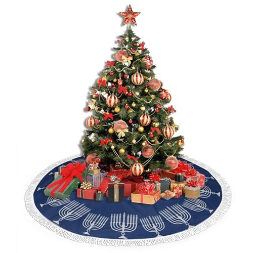 Christmas Tree Skirt 48 Inch Snowman Rudolf Presents Snowflake Festive Decor