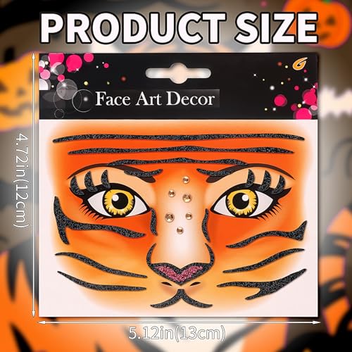 Halloween Tiger Face Stickers Set for Face Makeup - One Size Fits All - 04.halloween-tiger