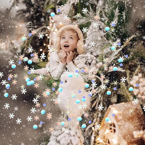 Snowflake Confetti - 1500pcs Silver Laser Snowflakes for Winter Wedding Birthday Party