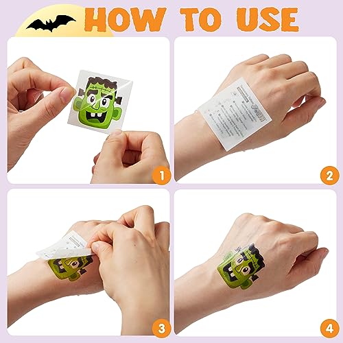 Halloween Temporary Tattoos for Kids 144 Pack with 12 Spooky Designs