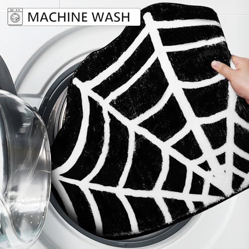 Halloween Spider Web Bath Mat Set - 2 Pieces, 31x20 Inches, Non-Slip Bathroom Rugs, Indoor Outdoor Decor