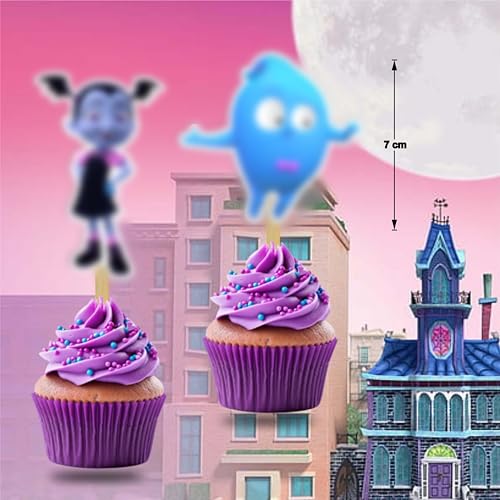 Vamprina Cupcake Topper - Cute Vampire Theme Party Decoration for Birthdays & Halloween