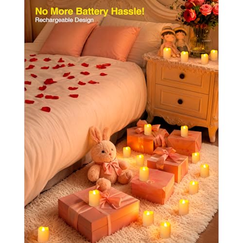Rechargeable Flameless Votive Candles with Remote & Timer Set of 6 - Home Decor