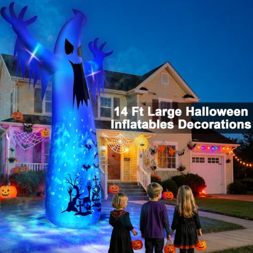14 Ft Giant Halloween Inflatable Ghost Yard Decoration with Flame Light
