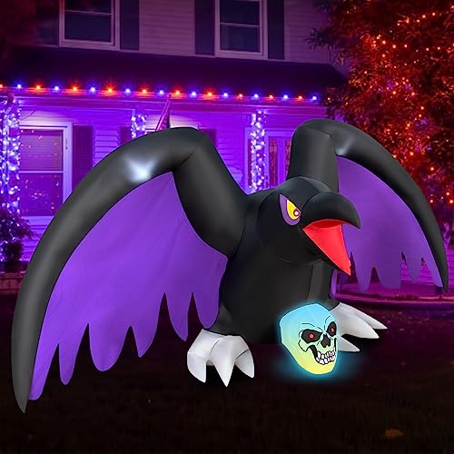 Inflatable Halloween Skeleton with RGB Lights - 6ft Yard Decor