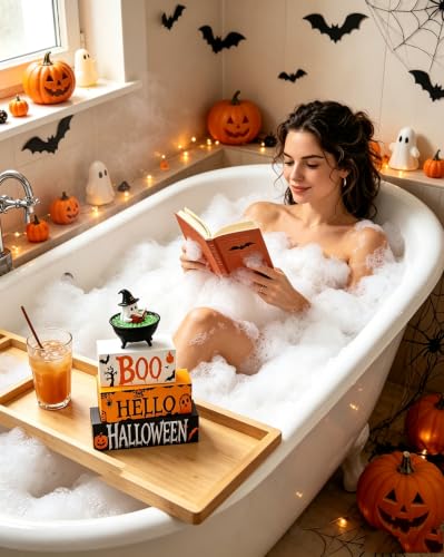 Halloween Ghost Bathroom Decor 4pcs Set - Black Ghost Restroom Accessories
