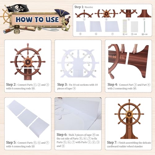 Pirate Ship Wheel Cardboard Standee for Nautical Party Decorations - 4x2.95 ft