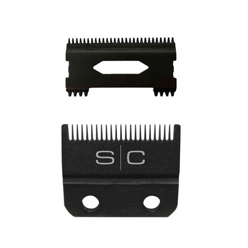 StyleCraft Replacement Double Black Diamond Carbon DLC Fixed Fade Blade with Shallow Tooth Cutter 2.0 Clipper Blade Set