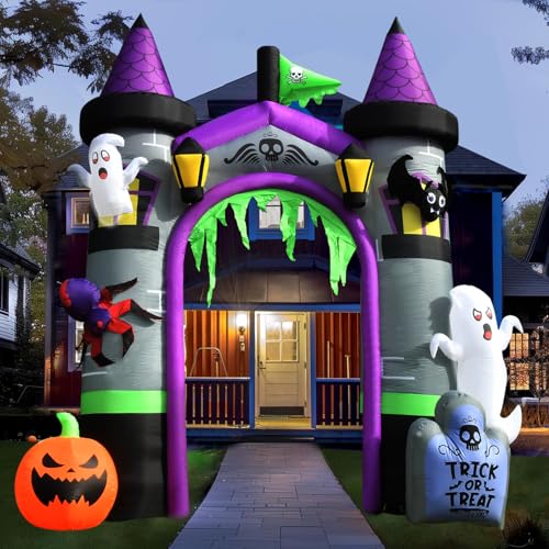 Castle Arch Inflatable Halloween Decoration - 12.5 Ft Large Blow Up Haunted Entrance - Variation: Castle Arch