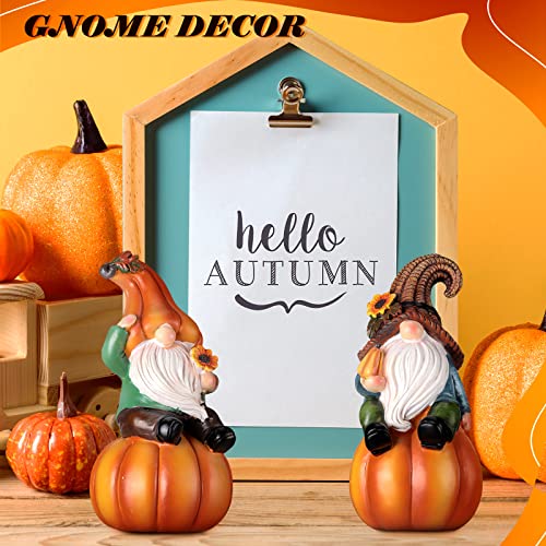 Fall Gnome Figurines Set - Pumpkin Decor for Thanksgiving & Halloween