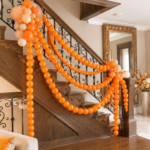 Orange Linking Balloons - 6 Inch Latex Party Chain Set, 100pcs - Fall Link Balloons