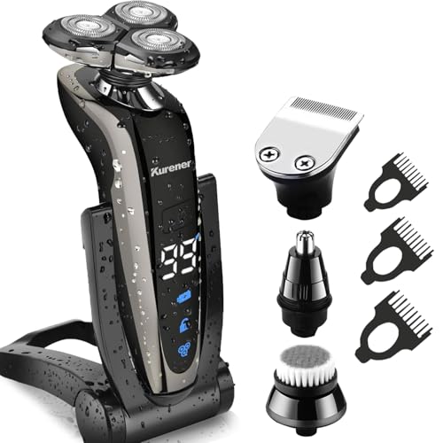 Kurener Electric Razor for Men 1250 Series Waterproof Shaver with Multi-Function Heads