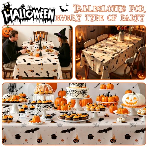 Milk White Grimace Halloween Plastic Table Cover Roll 54x320FT with Cutter Box - Cut to Size Party Tablecloth