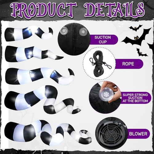 Halloween Inflatable Lighted Giant Striped Desert Worm Set - Sandworm Variation