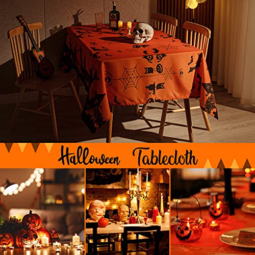 Halloween Haunted House Rectangular Waterproof Tablecloth 60 x 120 Inches - Orange
