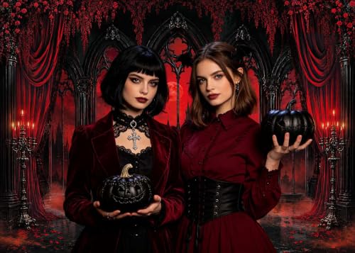 8x6FT Gothic Halloween Backdrop Haunted House Decorations Vampire Castle Red Moon