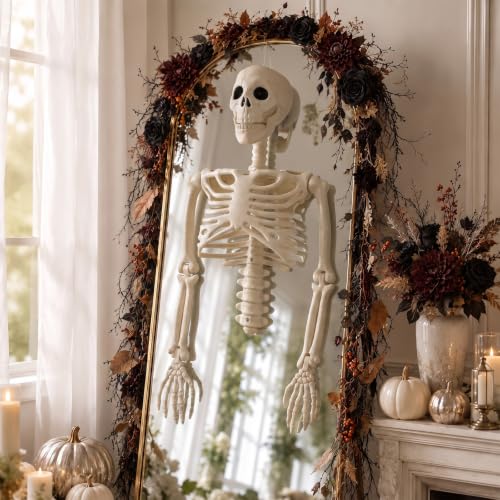 Halloween Haunted Skeleton Mirror Decor - Spooky Gothic Tabletop Prop