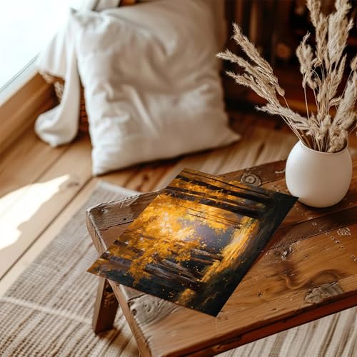 Autumn Nature Wall Art - Vibrant Fall Forest Landscape for Living Room & Bedroom - 8x10 Unframed