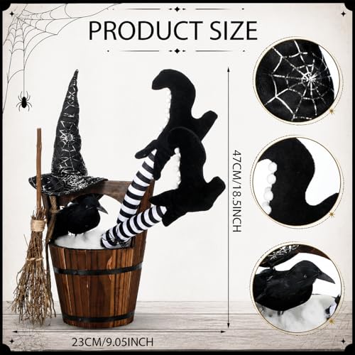 Halloween Witch Decor Indoor Table Centerpiece with Broomstick & Gothic Style