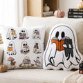 Halloween Ghost Reading Book Throw Pillows Set - Cuddly 15.7-Inch Decor