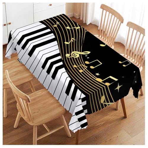 Music Notes Tablecloth 52x70 Inch Rectangular Black Piano Musical Decor Variation of Music Notes