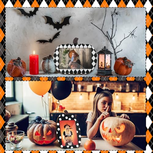 Halloween Pumpkin Picture Frame Set - Fall Table Decor, 3 Pieces, Simple Style