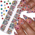 BMKKOT Colorful Rhinestones Nail Charms - Orange 12-Grid 3D Nail Art Gems