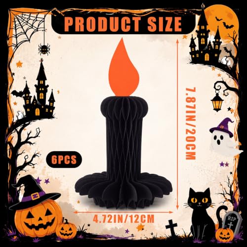 Halloween Honeycomb Candle Centerpiece Set - Black 6pcs Party Decor