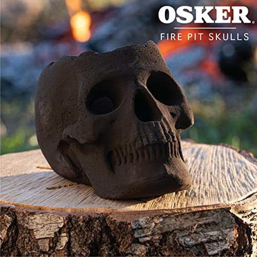 Open Top Fire Pit Skull with Fire Color Changing Packets - Black, 9 Inch