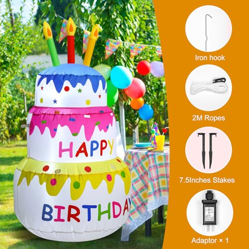 4FT Inflatable Happy Birthday Cake Decorations - Outdoor Yard Lawn Celebration - Variation of THIS Listing