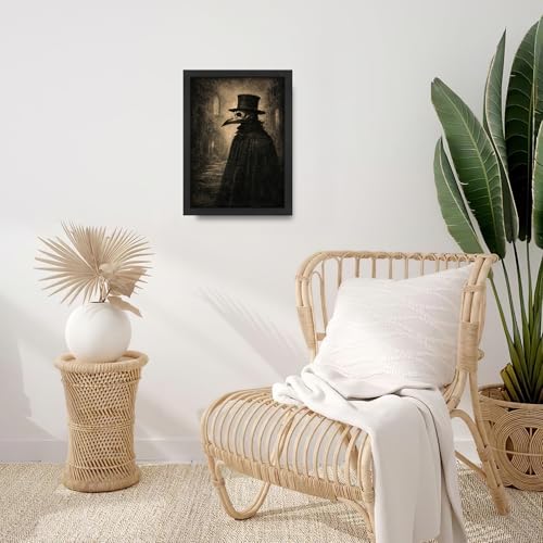 Crow Wall Art Canvas Print - Gothic Dark Artwork for Bedroom & Living Room - 16x12 Inches - Frame Included - Gift Idea