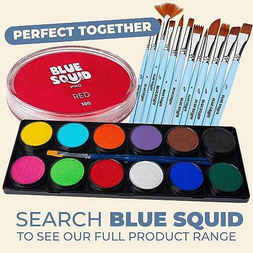 Blue Squid Red Water-Based Face & Body Paint - 30g for Costume & Halloween - Classic Red