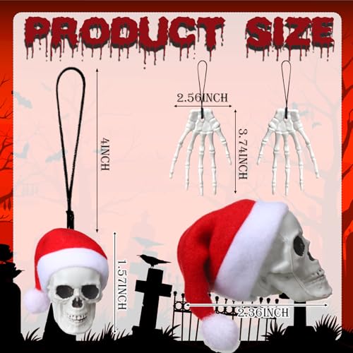 Gothic Skeleton Christmas Ornaments Set - Skull and Hand Decorations, 24 Pieces