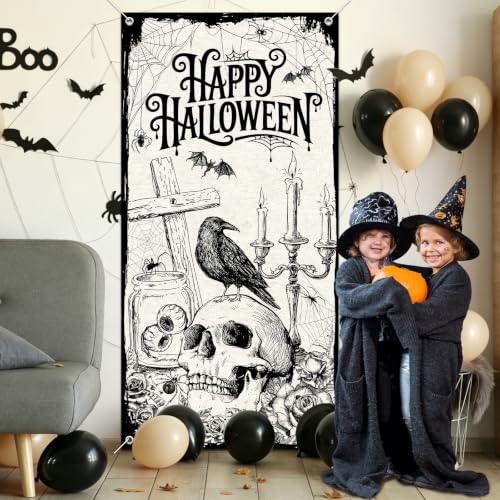 Halloween Door Cover Skeleton Banner for Party Decor 0.9 x 1.8 m